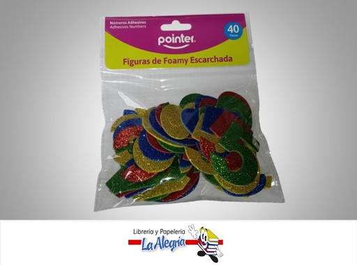 [7453038437387] FOAMI FIGURA ESCARCHADA NUMEROS AUTOADHESIVA EVA7135  40 UND MARCA POINTER