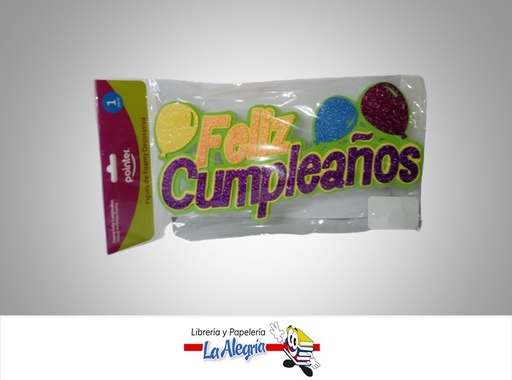 [7453038455848] FIGURA FOAMI ADHESIVA FELIZ CUMPLEAÑOS ESCARCHADA ANC1949 MARCA POINTER