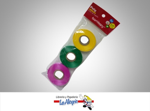 [7453086110508] CINTA DE REGALO 7071015052 COLORES BASICOS PAQ 3 UND 22.86 MTS C/U MARCA BAMBARY