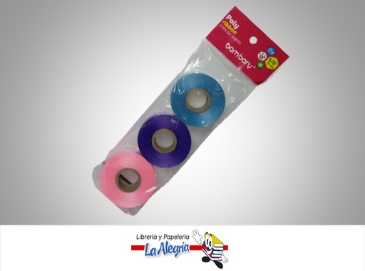 [7453086110454] CINTA DE REGALO 7071015054 COLORES PASTEL PAQ 3 UND 22.86 MTS C/U MARCA BAMBARY