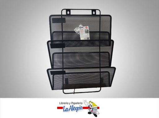 [7453015148930] BANDEJA DE PARED MALLA STME929A 3 DIVISIONES NEGRA MARCA STUDMARK