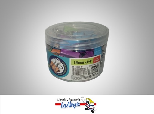 [7453015153293] BINDER CLIP ST04019CF 19 MM 40 UND 4 COLORES MARCA STUDMARK