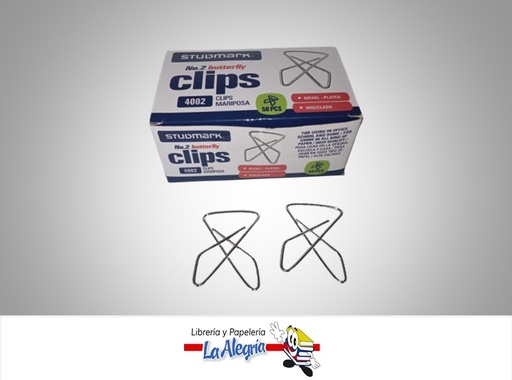 [7453015101775] CLIP MARIPOSA ST4002 N°2 PLATEADOS 50 UND MARCA STUDMARK
