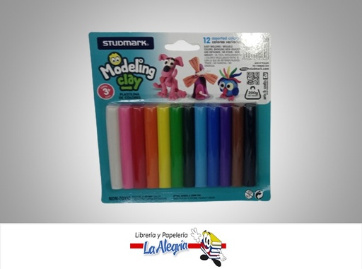 [7453015155396] PLASTILINA STMC020;200GR 12 COLORES  MARCA STUDMARK
