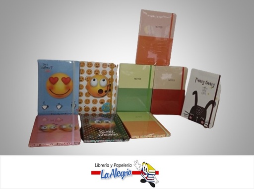 [6970595860010] LIBRETA DE NOTA CON LIGA VARIADOS NC5010 14.5X21CM  80 HOJAS MARCA S/M