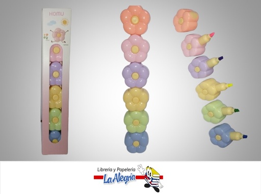 [6973678503583] RESALTADOR FLORES 5 COLORES MARCA HOMU