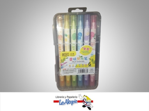 [6972148293382] RESALTADOR CON OLOR A FRUTAS  6 COLORES MARCA  S/M