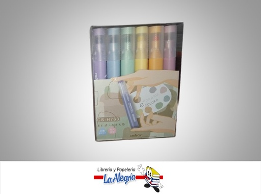 [6973578380093] RESALTADOR PASTEL CS-H763 6 COLORES MARCA  CHOCH