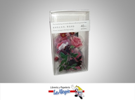 [6971124032243] CALCOMANIAS FLORES VINTAGE PAQ 40 UND MARCA MAIMAO