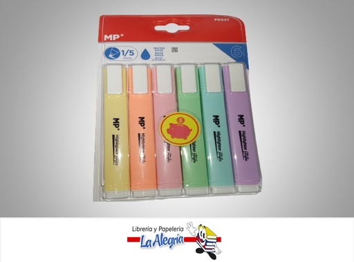[8435250904624] RESALTADOR PASTEL PE537 1/5 MM 6 COLORES MARCA MP
