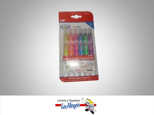 [8435250915286] MARCADOR DE CERA RETRACTIL GEL FLUORECENTE PE530 PAQ 6 COLORES MARCA MP