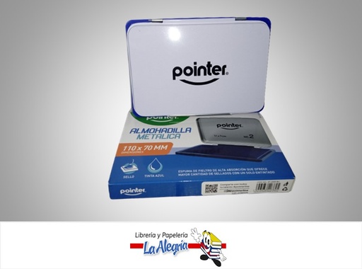 [7453038403825] ALMOHADILLA PARA SELLO METALICA 11X7CM TINTA AZUL SP-2000-BU MARCA POINTER