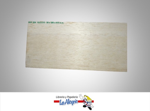 [824] MADERA BALSA LISTON 25X100X910 MM MARCA COBALSA