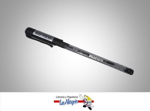 [9023800372215] BOLIGRAFO CON TAPA SOFTGRIP TRANSPARENTE K2 MEDIO NEGRO UND MARCA KORES