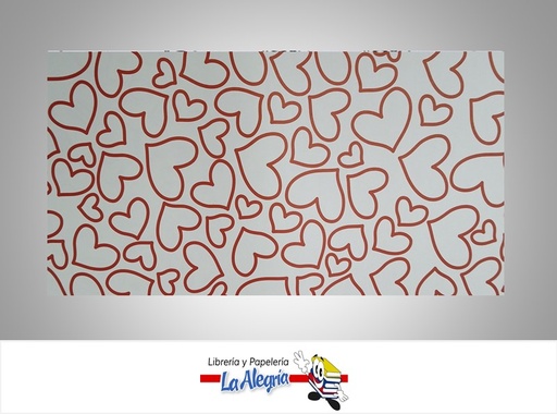 [PRP0111] PAPEL DE REGALO CORAZONES 66X46 CM ROJO UND MARCA PAPURRI