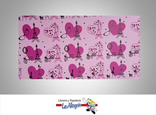 [PRP0121] PAPEL DE REGALO LOVE EIFFEL 66X46 CM ROSADO UND MARCA PAPURRI