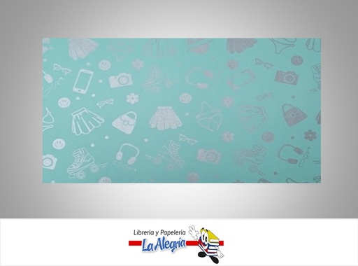 [PRP0122] PAPEL DE REGALO FASHION 66X46 CM VERDE TURQUESA UND MARCA PAPURRI