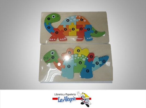 [1R073] ROMPECABEZA MADERA DINOSAURIO 10.2X21.3CM MARCA S/M