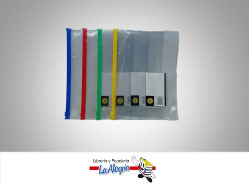 [7592402012314] SOBRE PLASTICO TRANSPARENTE CON ZIPPER 28X20CM MARCA OK
