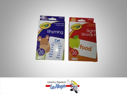 [639277727268] CARTAS MEMORIA INGLES SIGHT WORDS II FOOD/RHYMING 36 CARTAS MARCA BENDON