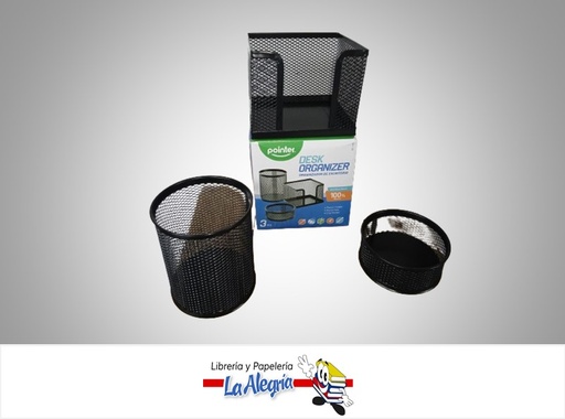 [7453078547596] ORGANIZADOR DE ESCRITORIO MALLA OS1701 NEGRO 3 PZAS MARCA POINTER