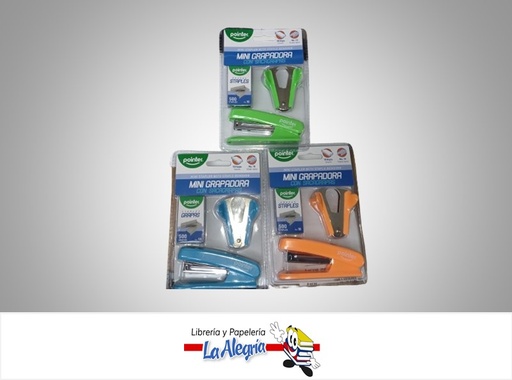 [7453038418461] ENGRAPADORA MINI CON GRAPAS N°10 21835N COLORES NEON MARCA POINTER