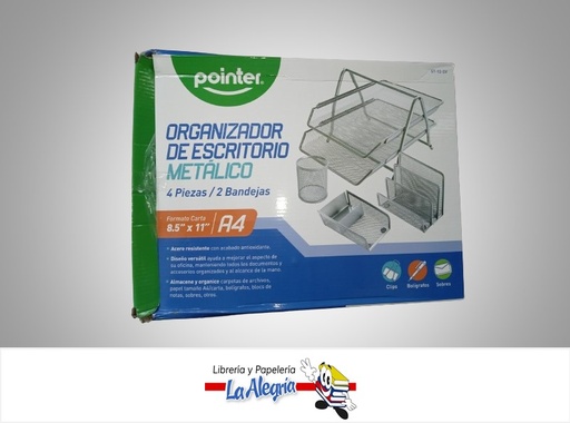 [7453038406925] ORGANIZADOR DE ESCRITORIO MALLA ST12SV CARTA BLANCO 4 PZA MARCA POINTER