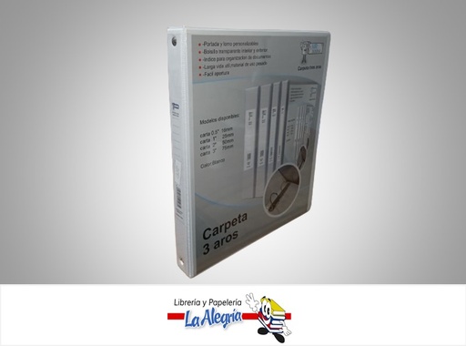 [6928551101035] CARPETA 3 AROS 1/2" CARTA BLANCA UND MARCA MR. BOBINA