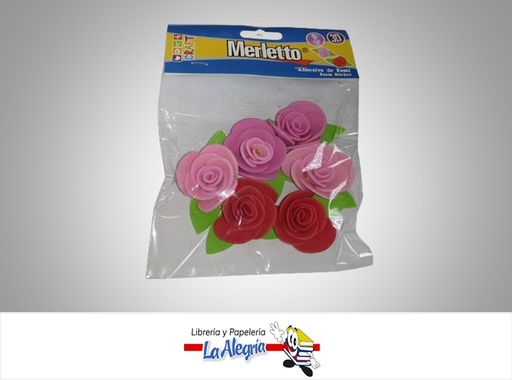 [7450112129343] FIGURA DE FOAMI ADHESIVA ROSAS 3D 7854633440 PAQ 6 UND MARCA MERLETTO