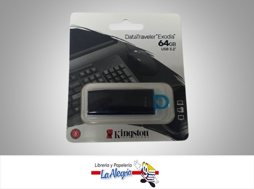 [740617309829] PENDRIVE DATA TRAVEL EXODIA 64 GB 3.2 U MARCA KINGSTON