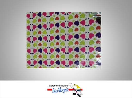 [CELOFAN057] PAPEL CELOFAN 70 CM TRANSPARENTE CORAZON ROJO-NEGRO X METRO MARCA O.K.