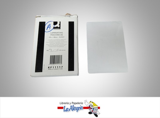 [LAMI38] LAMINA PARA PLASTIFICAR KF11117 125 MICRAS 105X148MM OFICIO UND MARCA Q-CONNECT