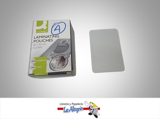 [LAMI39] LAMINA PARA PLASTIFICAR 60X90MM 200 MICRAS UND MARCA Q-CONNECT
