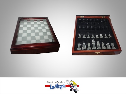 [17485] JUEGO DE AJEDREZ DE VIDRIO GRANDE MARCA S/M