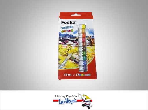 [6937544358950] PINTURA ACUARELA PE1009 12 ML 12 COLORES MARCA FOSKA