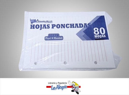 [HPMC801LR] HOJA PONCHADA 1/2 CARTA 1 LINEA 80 HOJAS RAYADO ROSADO MARCA ALINEADOS PT