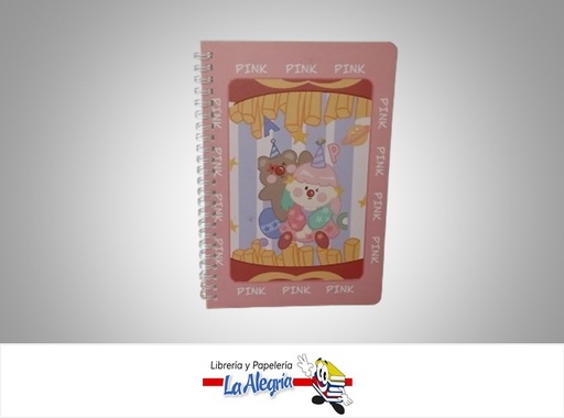[6971826051481] LIBRETA ESPIRAL PINK 14.5X20.7CM 60 HOJAS MARCA MOKA