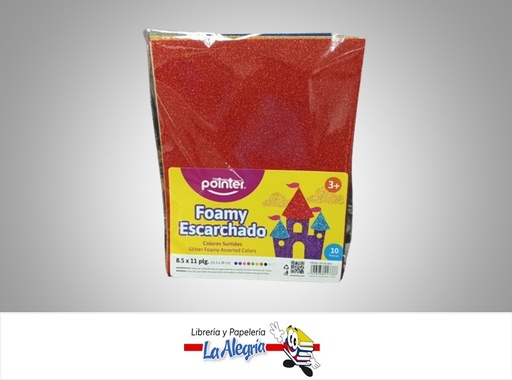 [7453038447386] FOAMI ESCARCHADO EVA-GL-60-A CARTA PAQ 10 PZ COLORES SURTIDOS MARCA POINTER