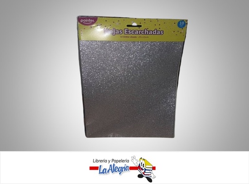 [7453038436120] PAPEL ESCARCHADO ANC-2316; 29X21CM PAQ 10 UND COLORES VARIADOS MARCA POINTER