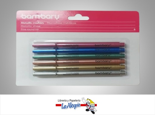 [7453086101407] MARCADOR METALIZADO 205-3035/002 2.9MM COLORES VARIOS PAQ 6 UND MARCA BAMBARY