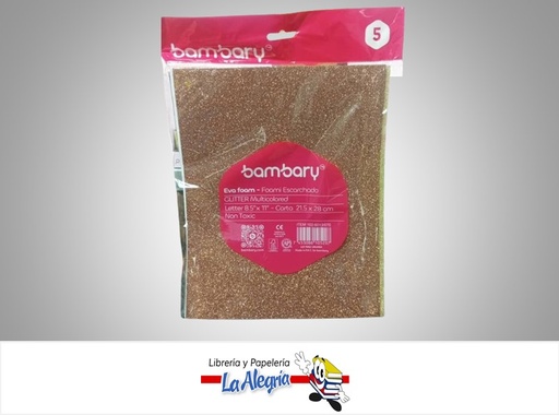 [7453086105207] FOAMI ESCARCHADO CARTA 102-6013/070 5 PZ COLOR SURTIDOS MARCA BAMBARY