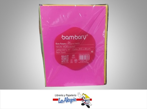 [7453086118085] FOAMI NEON 102-6090/096 CARTA PAQ 10 UND COLORES VARIADOS NEON MARCA BAMBARY