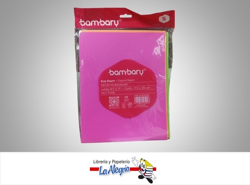 [7453086105047] FOAMI NEON 102-6090/099 CARTA PAQ 5 UND COLORES VARIADOS NEON MARCA BAMBARY