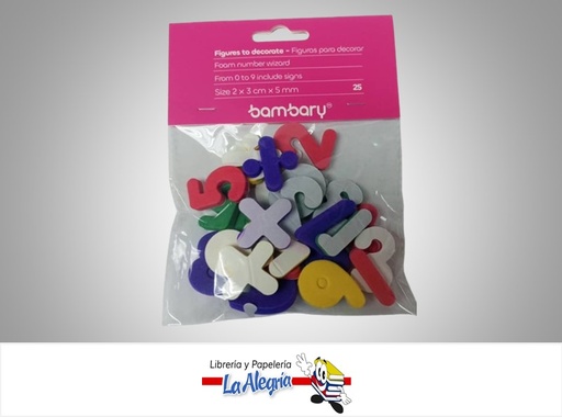 [7453086103111] FIGURA DE FOAMI ADHESIVA NUMEROS 390-4510-007 PAQ 25 UND MARCA BAMBARY