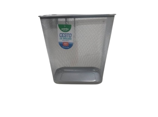 [7453010048167] PAPELERA MALLA METÁLICA PLATEADA RECTANGULAR 29X31X21CM MARCA POINTER