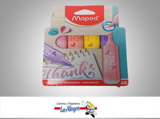 [3154147403082] RESALTADOR FLEX PASTEL 740308 PAQ. 4 COLORES MARCA MAPED