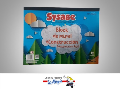 [7591213024080] BLOCK PAPEL CONSTRUCCION DE 12 HOJAS MARCA SYSABE