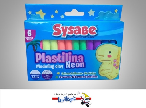 [7591213032184] PLASTILINA ESCOLAR DE 6 COLORES 10 BARRAS DE 9,5CM MARCA SYSABE