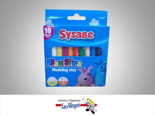 [7591213032214] PLASTILINA ESCOLAR DE 10 COLORES DE 8CM MARCA SYSABE