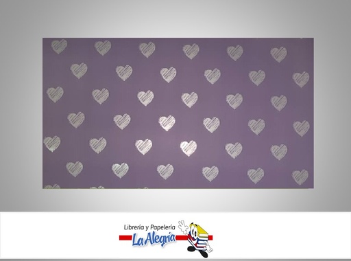 [CVC12209] PAPEL COREANO ESTAMPADO CORAZON 57X57 CM LILA UND MARCA CRISVI